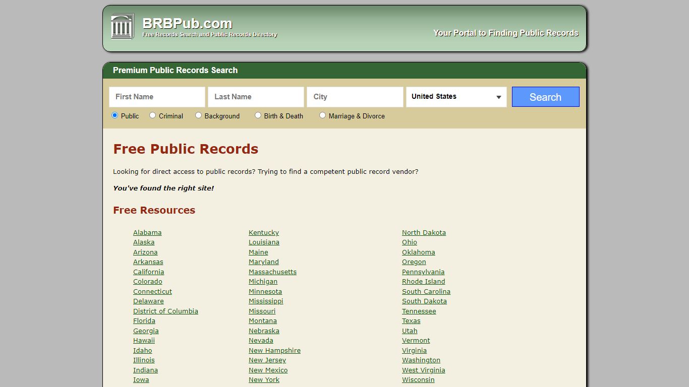 BRB Pub - Free Public Records