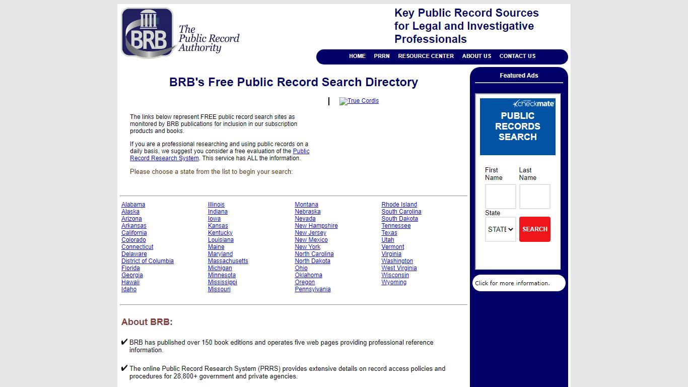 Free Public Record Search Resources - BRB Publications