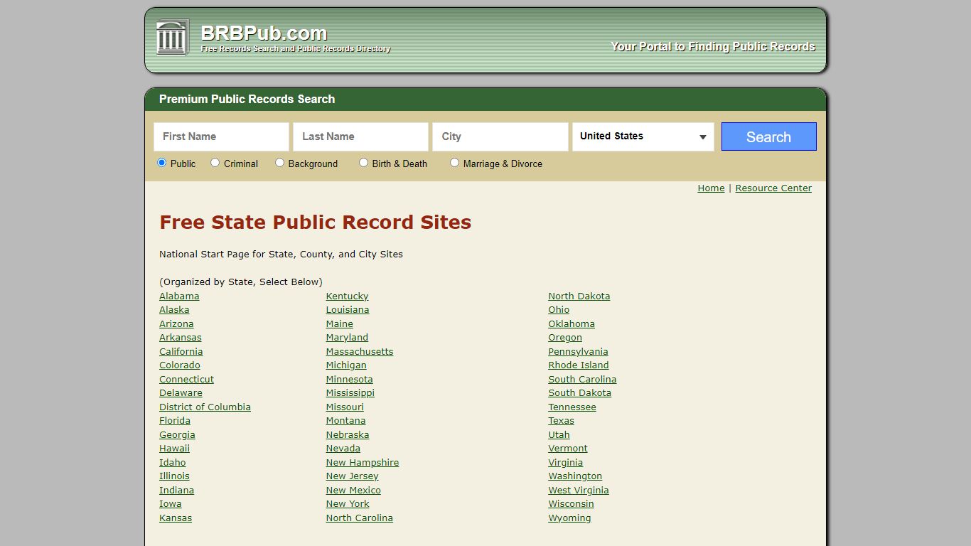 BRB Publication's Public Record Resource Center